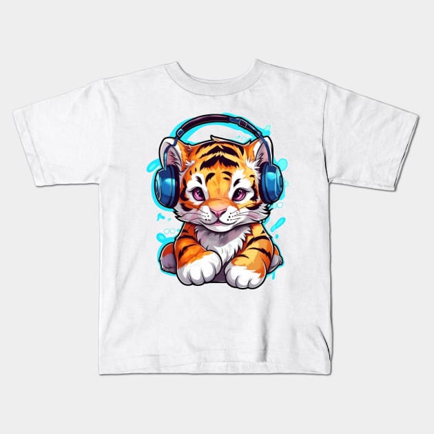 Jungle Jams Graffiti Tiger Cub Kids T-Shirt by SusannesArtShop